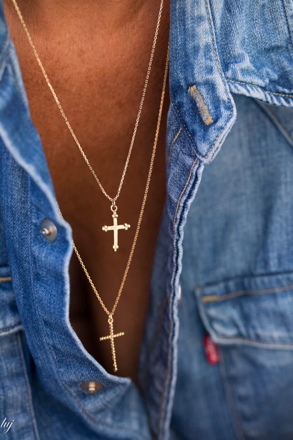 Thin cross long necklace luj paris jewels