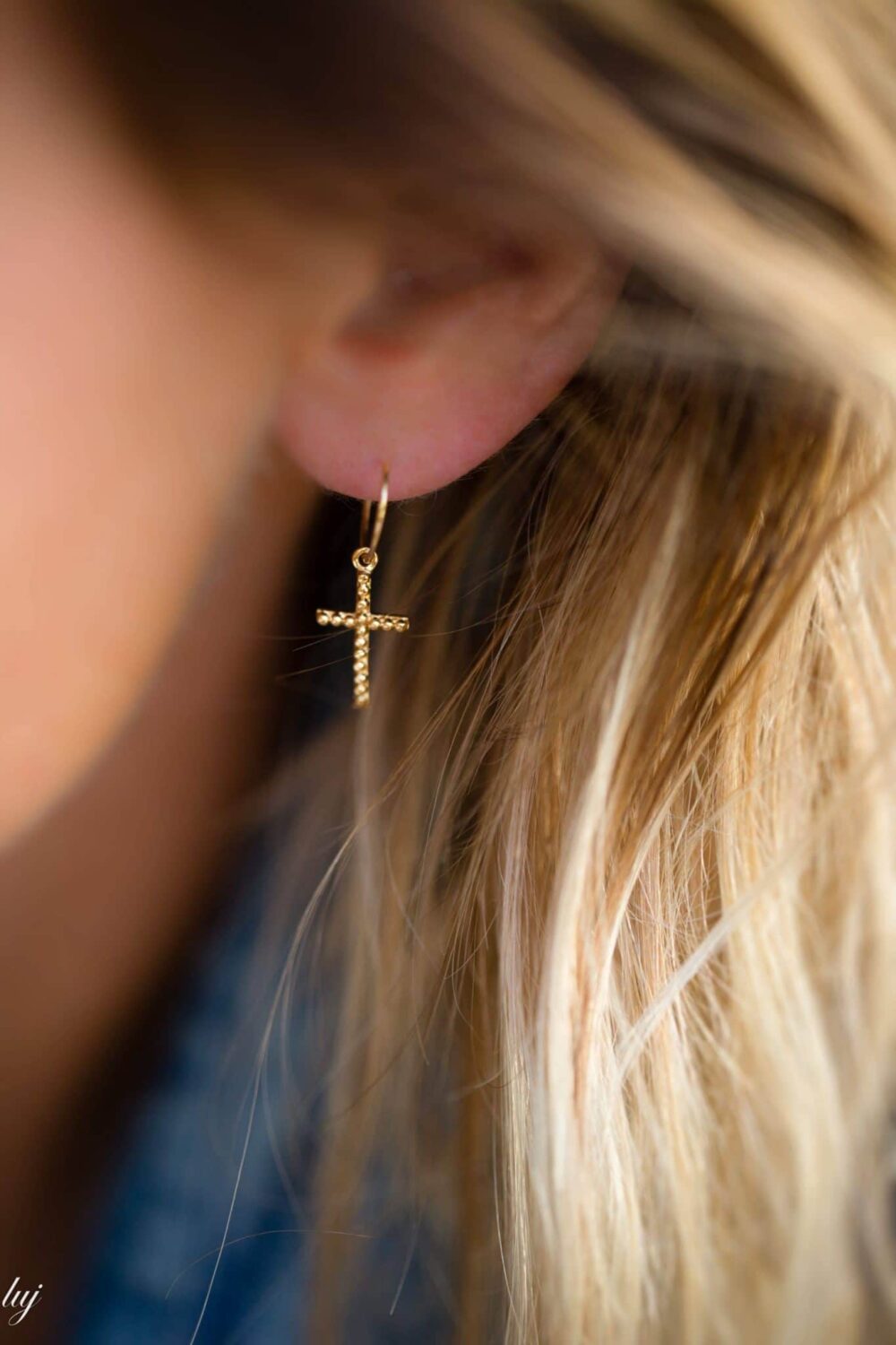 Tiny hoop earrings thin crosses luj paris jewels