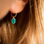 Tiny hoop earrings turquoise miraculous locket luj paris bijou
