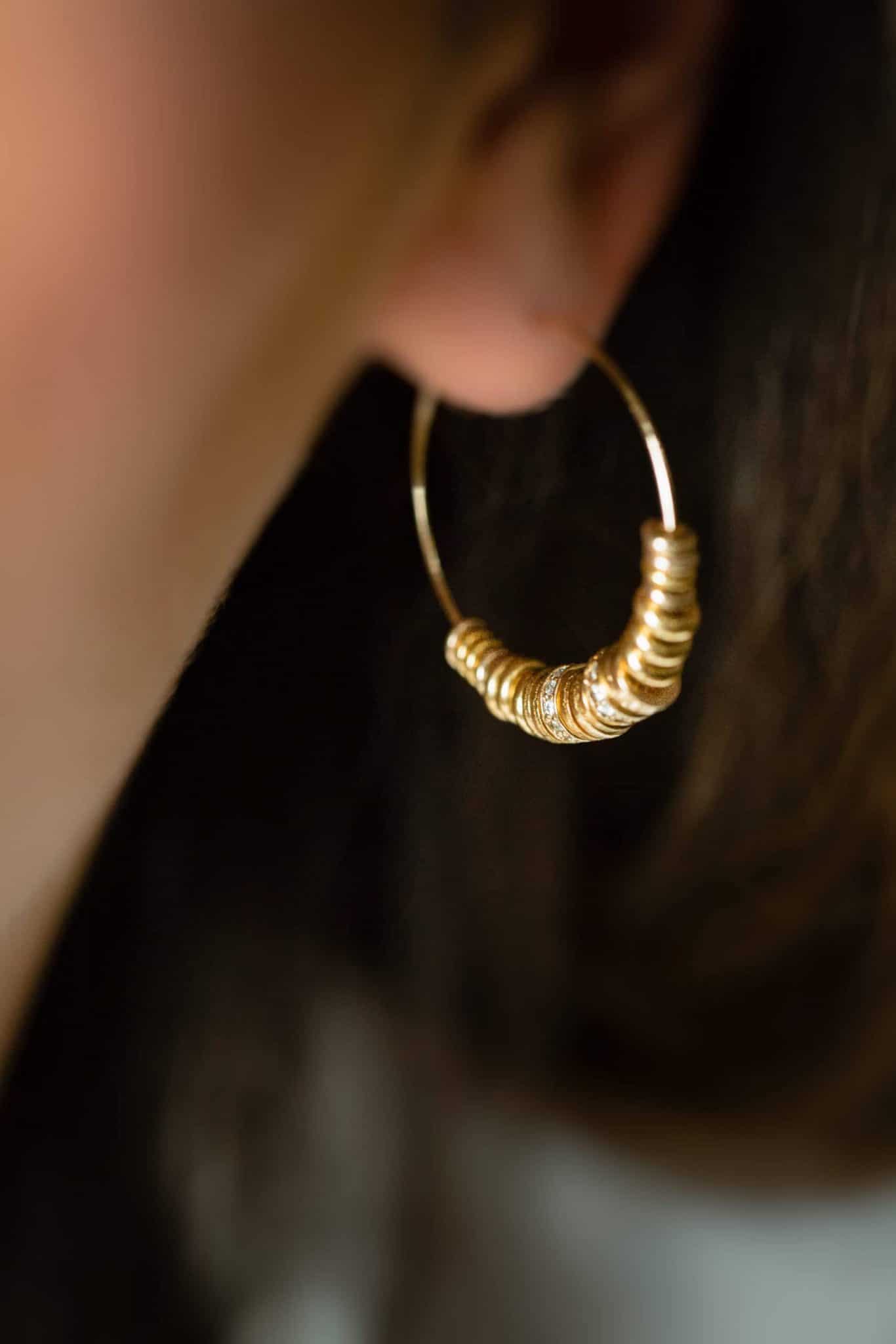 Discs and strass STELLA large hoop earrings luj paris jewels