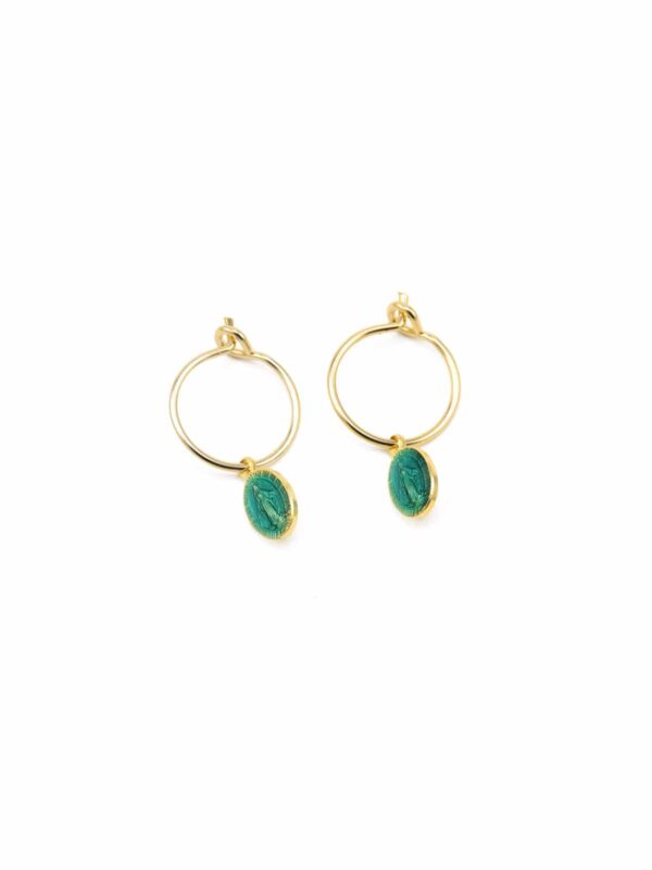 Tiny hoop earrings turquoise miraculous locket