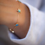 bracelet fin etoile bleu vert lauren luj paris bijou