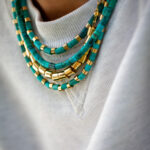 Salomé Turquoise and golden bolts necklace luj paris bijoux 2