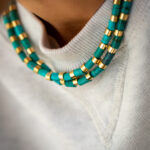 Salomé Turquoise and golden bolts necklace luj paris bijoux