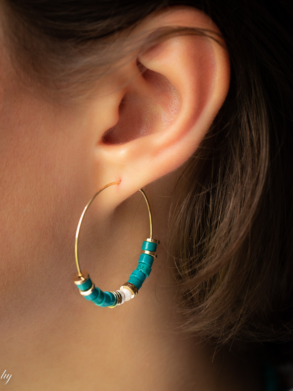 PAMELA turquoise surfer large hoop earrings luj paris jewels
