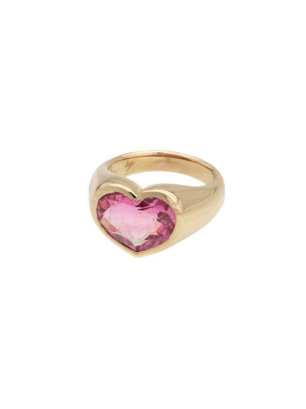 Carrie pink Tourmaline heart signet ring luj partis jewelry