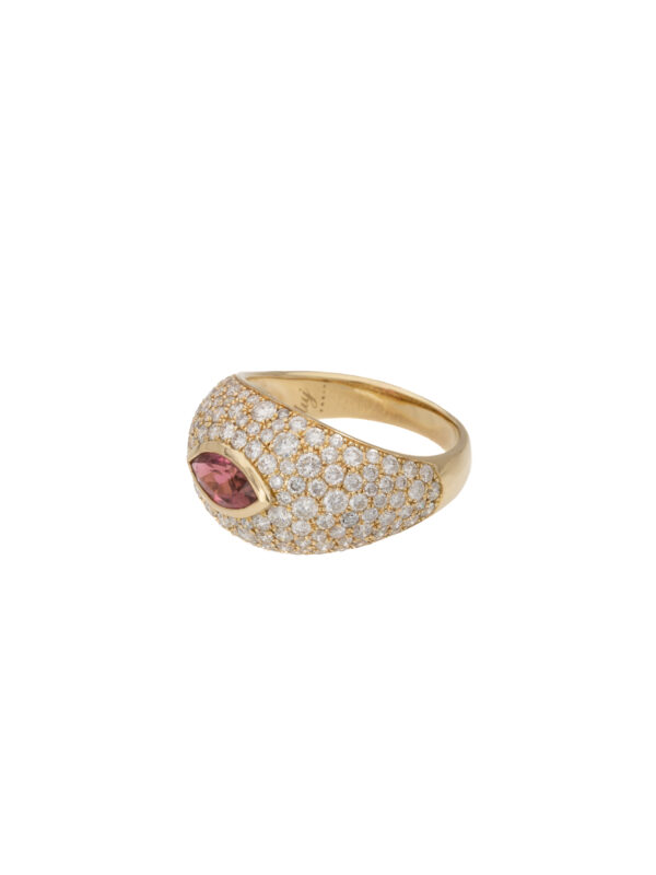 Ginger Diamond and pink Tourmaline ring luj paris jewelry