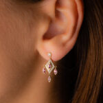 Elisabeth Diamond and pink Tourmaline drops earrings luj paris jewelry