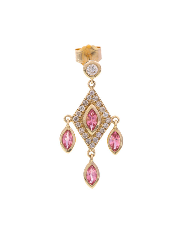 Elisabeth Diamond and pink Tourmaline drops earrings luj paris jewelry