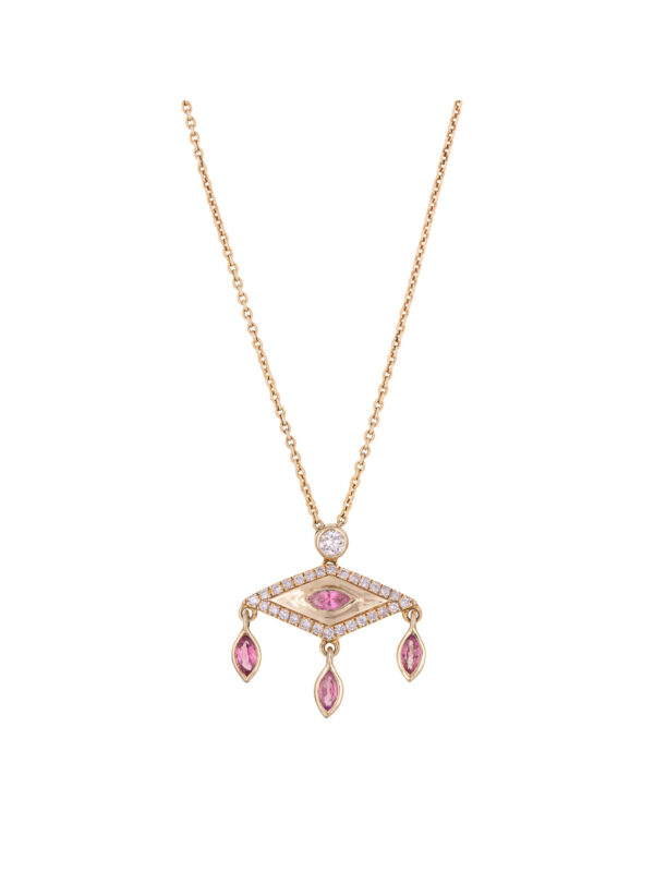 Elisabeth Diamond and pink Tourmaline necklace luj paris jewelry