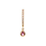 Scarlett diamond and pink Tourmaline drop hoops luj paris jewelry