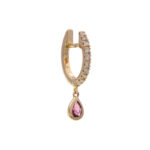Scarlett diamond and pink Tourmaline drop hoops luj paris jewelry