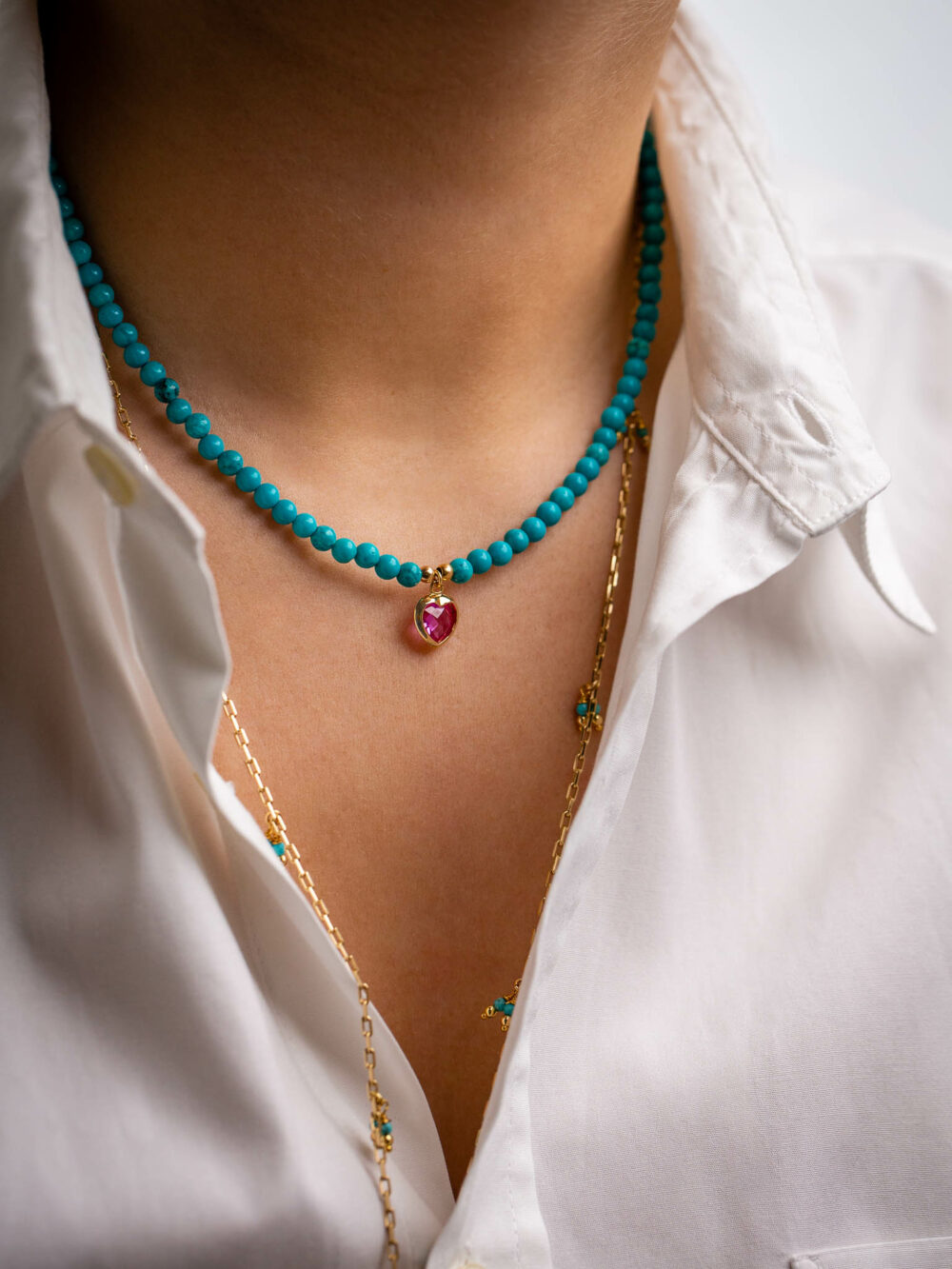 collier ras de cou turquoise love luj paris bijoux